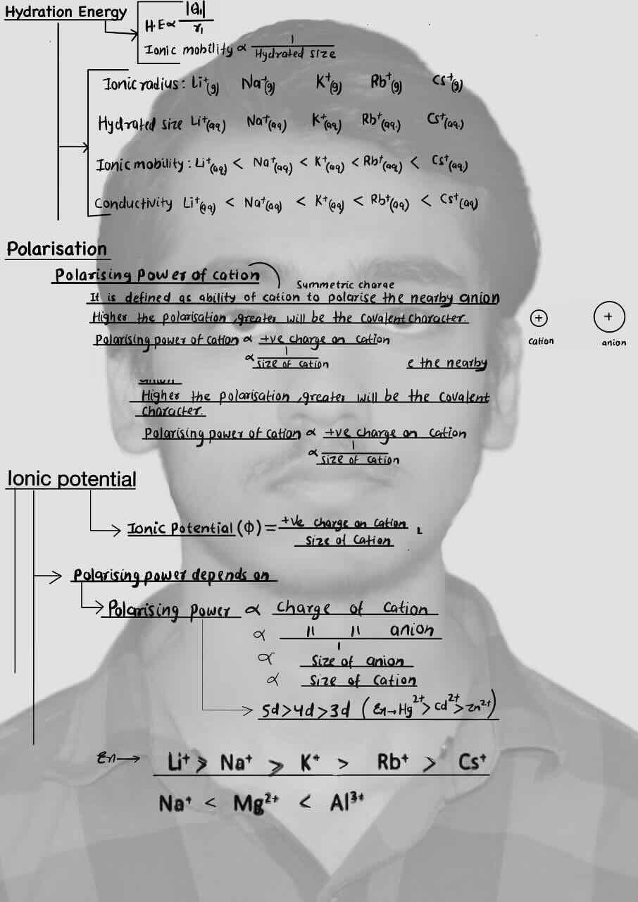 14. Chemical Bonding/Chemical Bonding and Molecular structure/Hydration energy/Polarisation/Polarising power of cation/Ionic potential/Polarsing power.