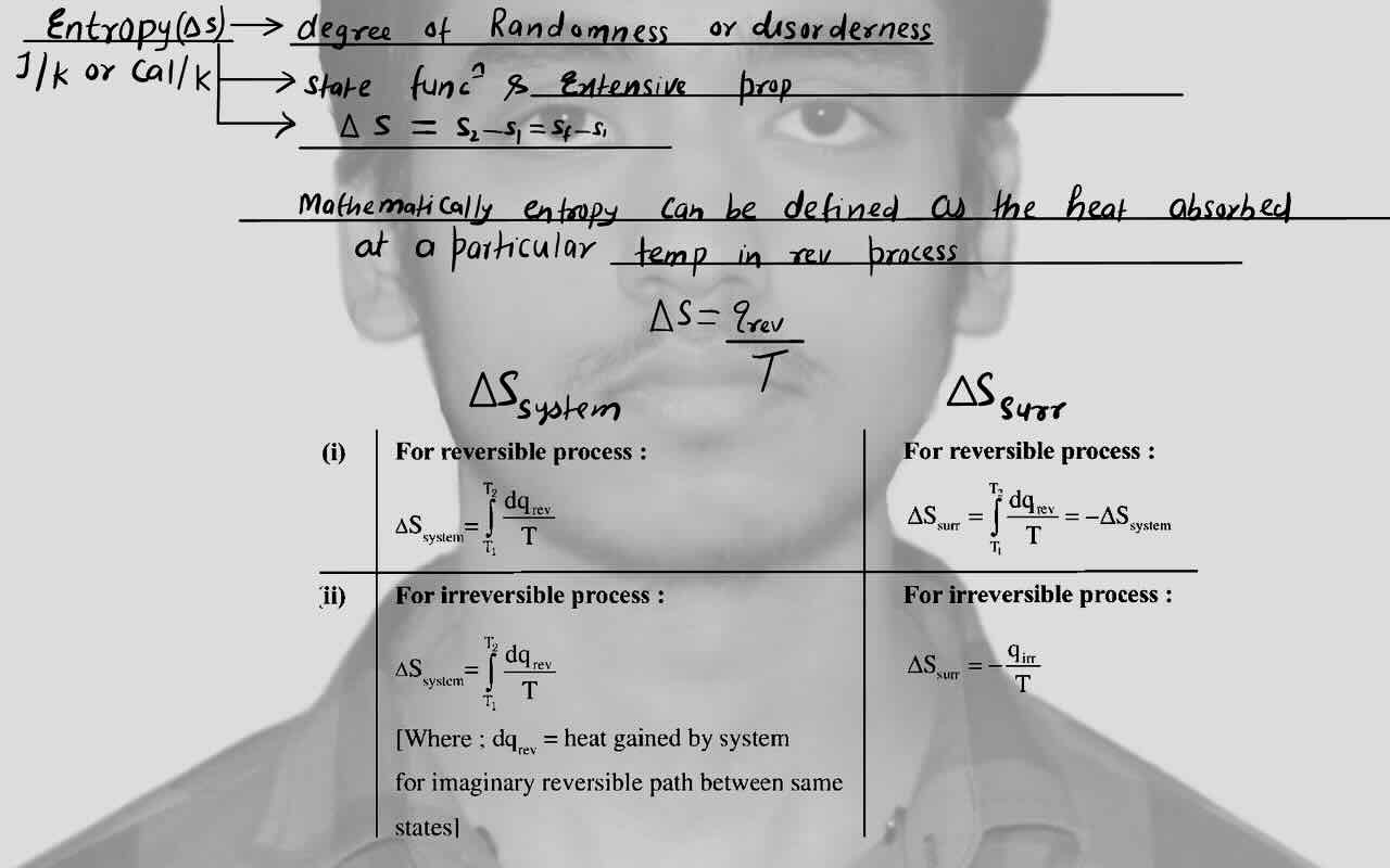 14. Thermodynamics/Entropy/Change in entropy of system/Change in entropy of surrounding.