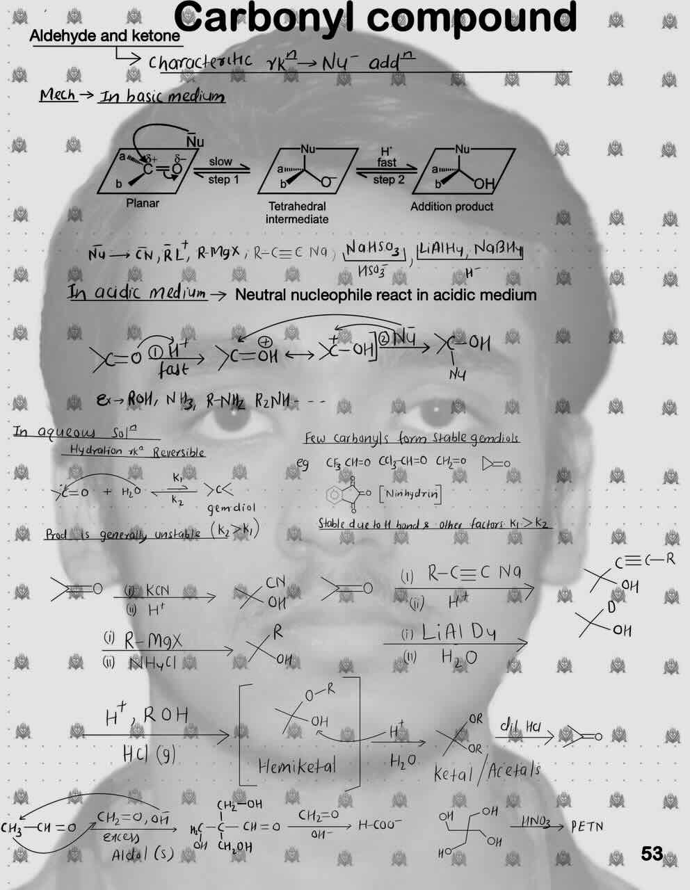 1. Carbonyl compound/Aldehyde and Ketone/Carbonyl compound in basic medium/Carbonyl compound in acidic medium/Carbonyl compound in aqueous solution/Reaction of carbonyl compound.