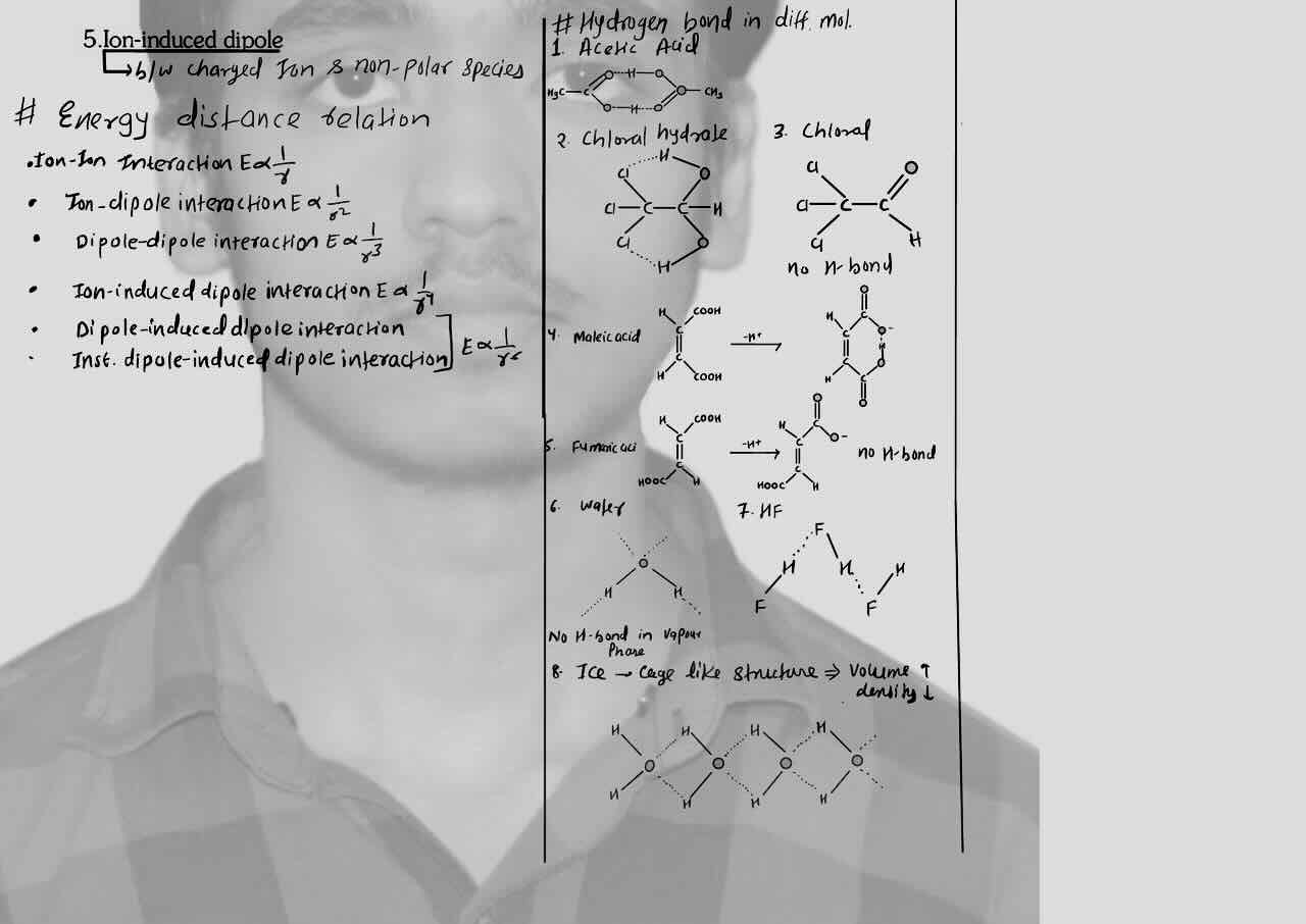 20. Chemical Bonding/Chemical Bonding and Molecular structure/Vanderwall's force/Ion-induced dipole.