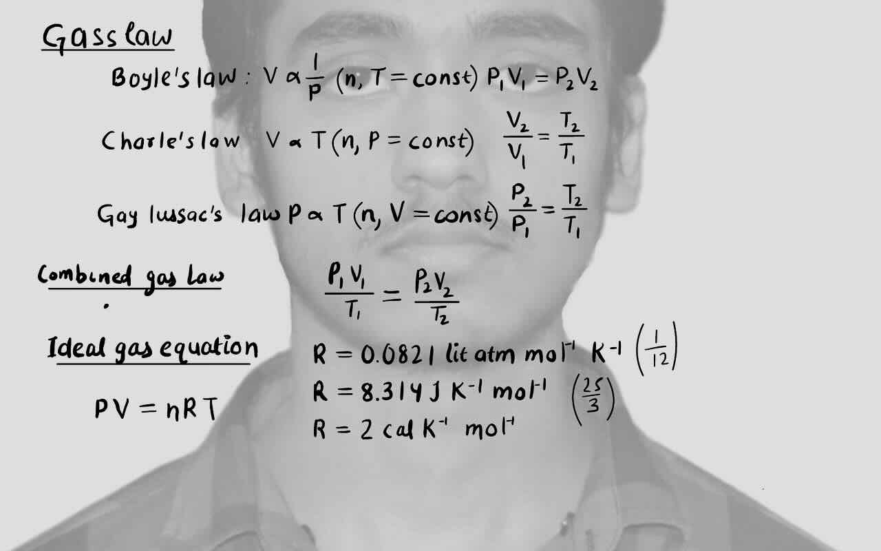 1. Gases state /Gauss law/Combined gas law/Ideal gas equation.