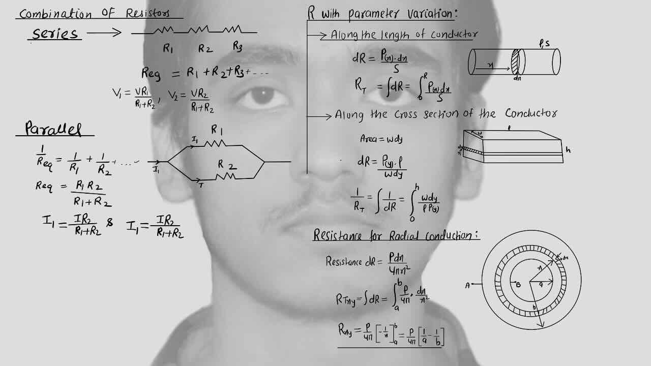 2. Current electricity/combination of resistors/Series combination/Parallel combination/Resistance with parameter variation/Resistance variation along the length of conductor/Resistance variation along the cross-section of conductor/Resistance for radial conduction.