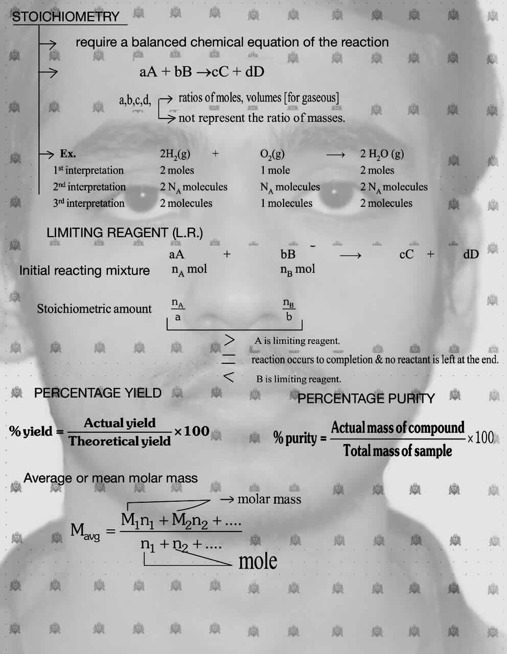 3. Mole concept/Stoichiometry/Limiting Reagent/Percentage yield/Percentage purity/Average or mean Molar mass.