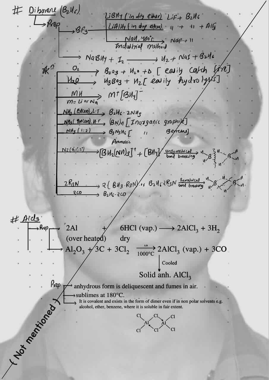 3. P-Block/Diborane (B2H6)/Preparation of di-Borane/Reaction of di-Borane/Alcl3/Preparation of Alcl3/Property of Alcl3.