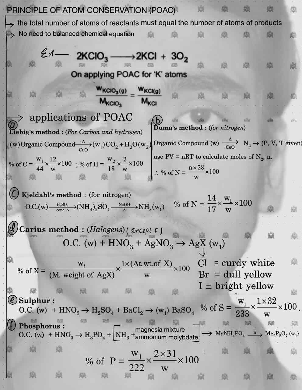 4. Mole concept/Principle of atom conservation (POAC)/Application of Principle of atom conservation (POAC)/Duma's method/Kjeldahl's method/Carius method/Sulphur/Phosphorous.