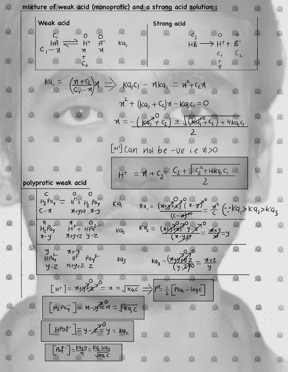 5.  Equilibrium/Ionic equilibrium/Mixture of weak acid and a strong acid solution/Polyprotic weak acid.