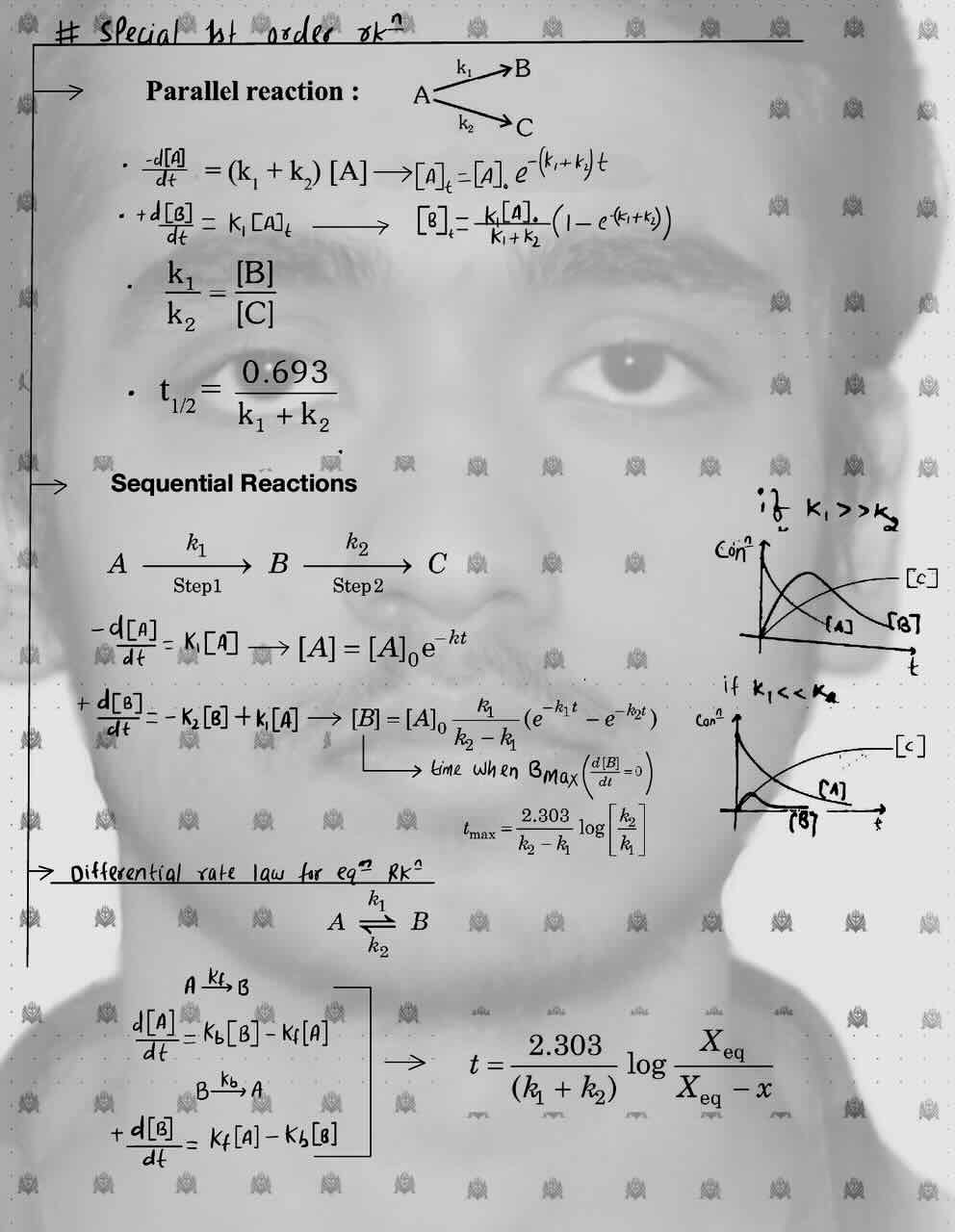 7. Chemical Kinetics/Special first order reaction/Parallel reaction/Sequential reactions/Differential rate law for equilibrium reaction.