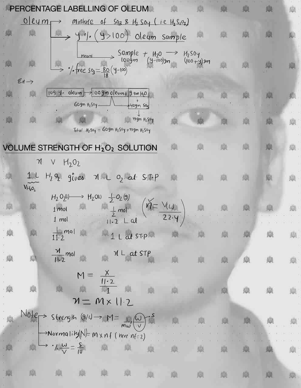 7. Mole concept/Percentage labelling of oleum/Volume strength of H2O2 solution.
