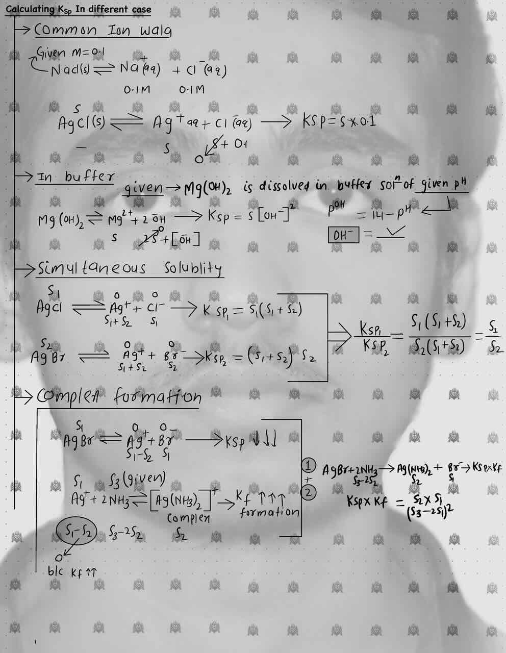 9. Equilibrium/Ionic equilibrium/Calculation of Ksp in different case/In common ion/In buffer/simultaneous Solubility/Complex formation.